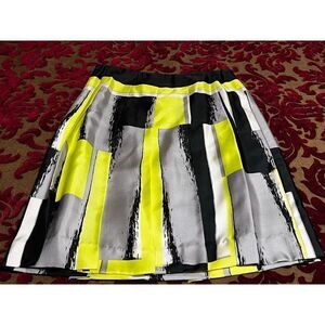 Carlisle Yellow,Black, & Gray Silk Pleated Skirt Size 4